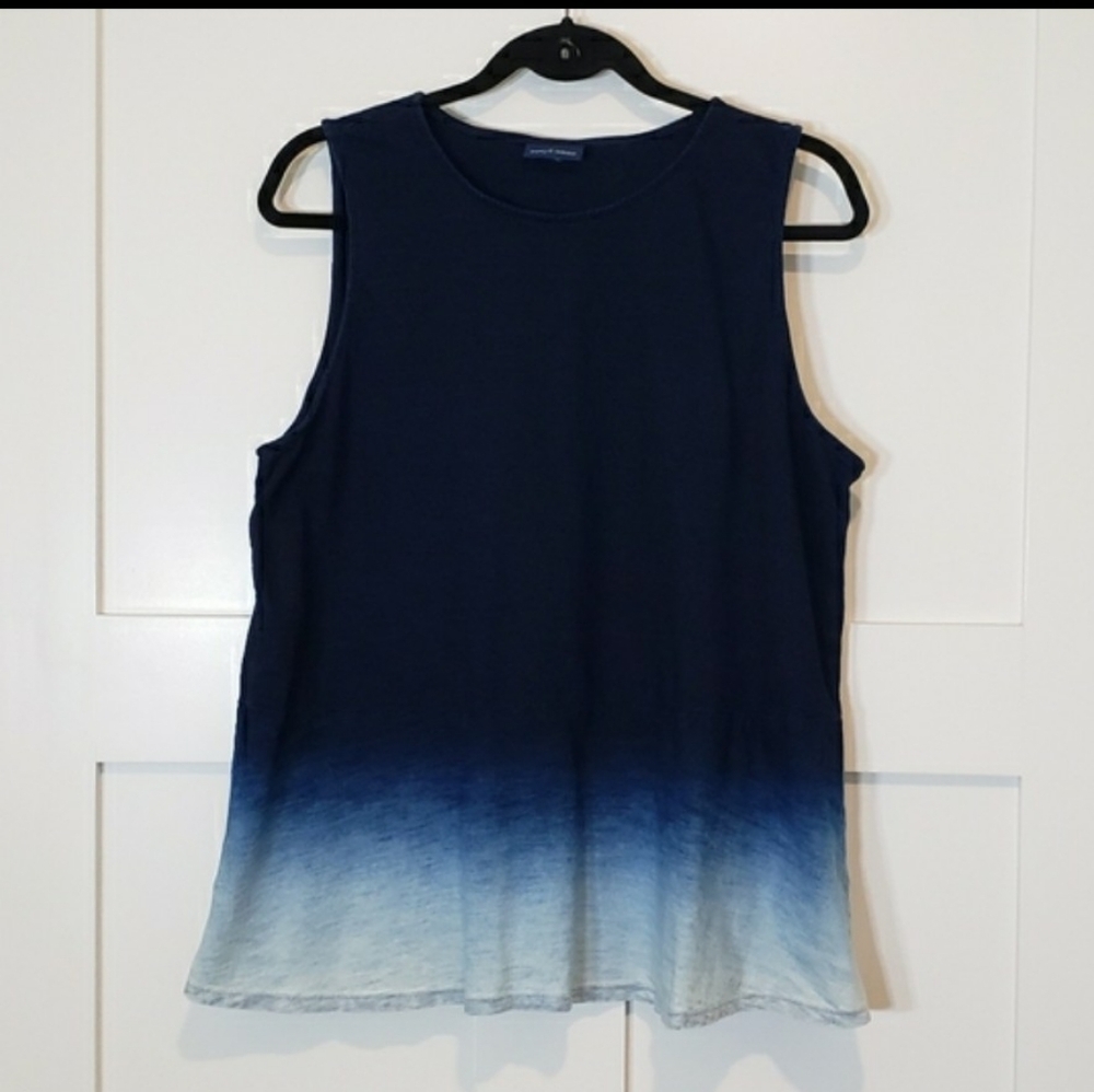 Pure Jill J. Jill  Indigo Dip Dye Ombre Peplum Sleeveless Top Tank Size …